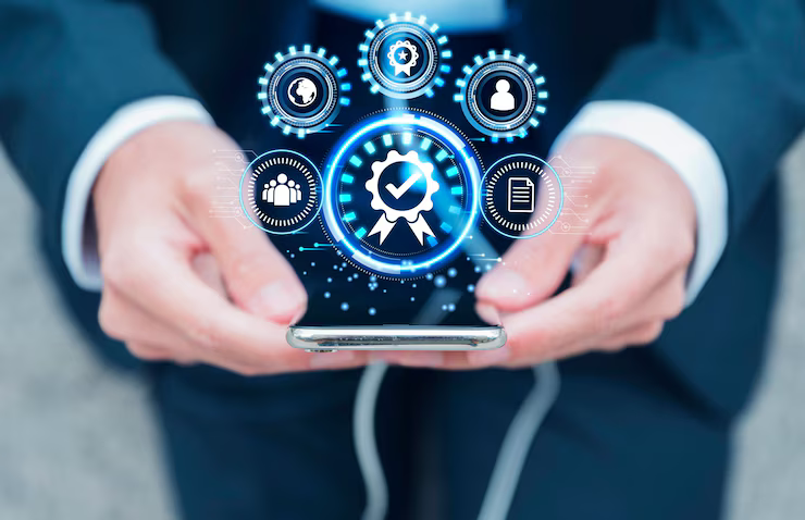 TechUp engineer monitoring application performance on laptop