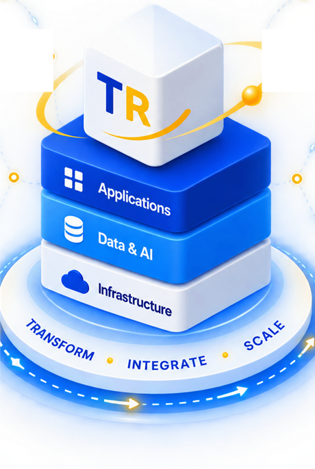 TechupR platform stack: Infrastructure, Data & AI, and Applications