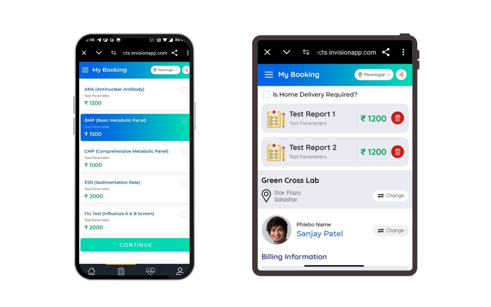 Book My Lab Test Healthcare project portfolio by TechupR