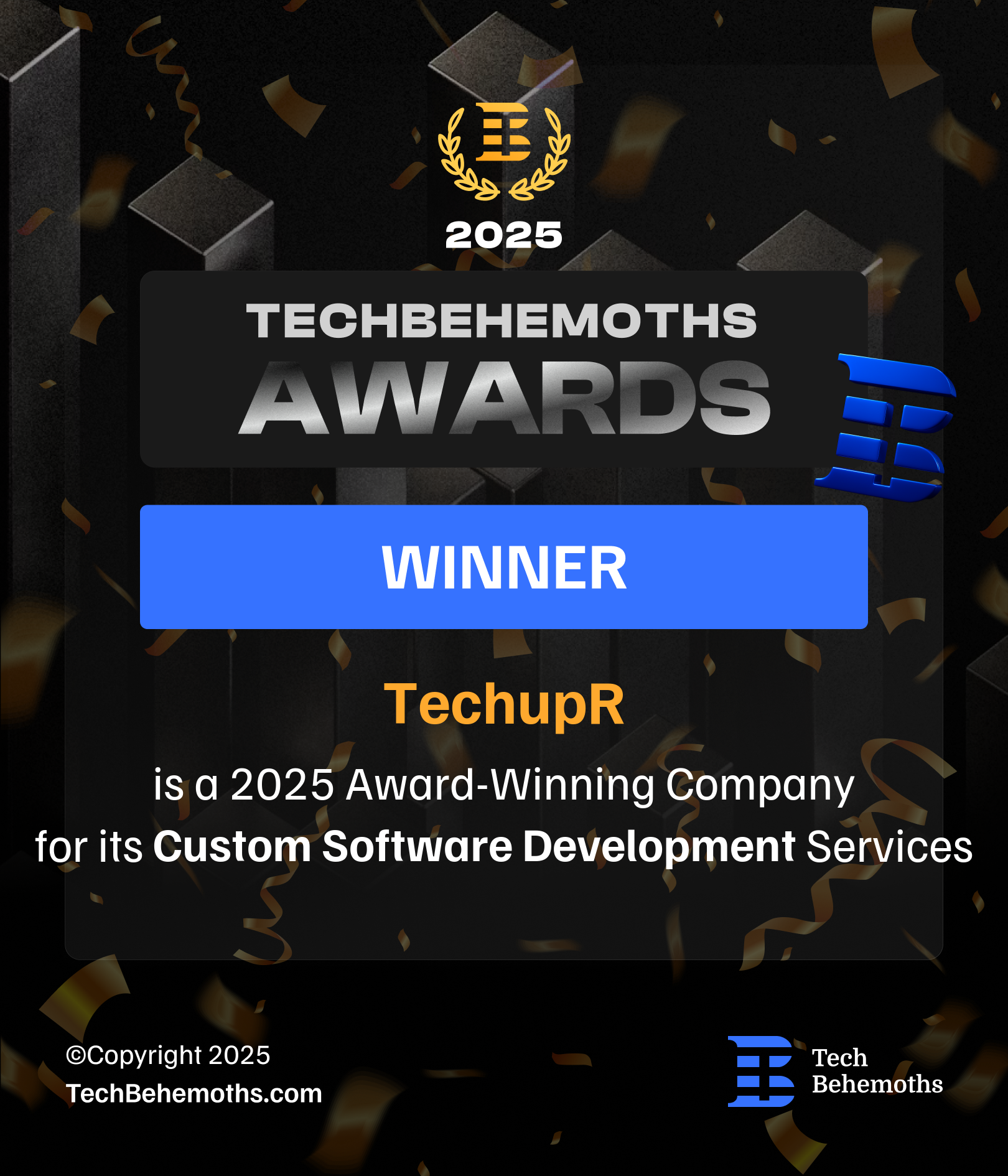 TechBehemoths Custom Software Development Award 2025